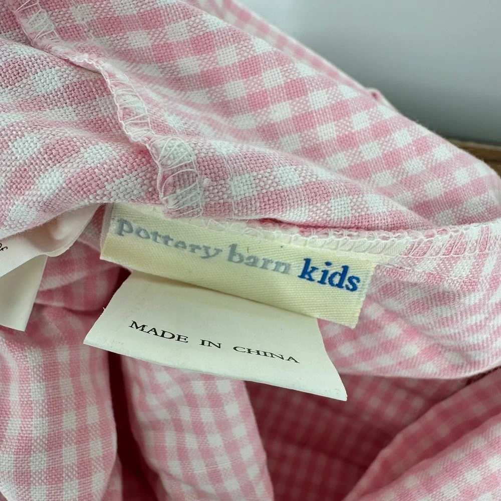 Pottery Barn Pink Gingham Fabric Storage Bag Liner‎ Nursery Large Cottagecore